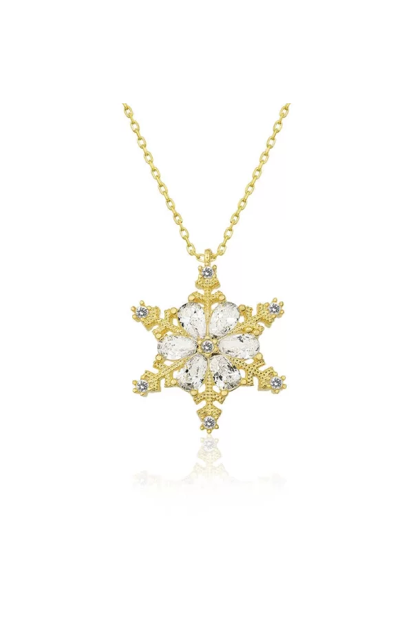 Luz&Pos Gümüş Gold Kar Çiçeği Bayan Kolye