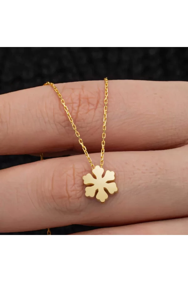 Luz&Pos Gümüş Gold Minimal Kar Tanesi Kadın Kolye