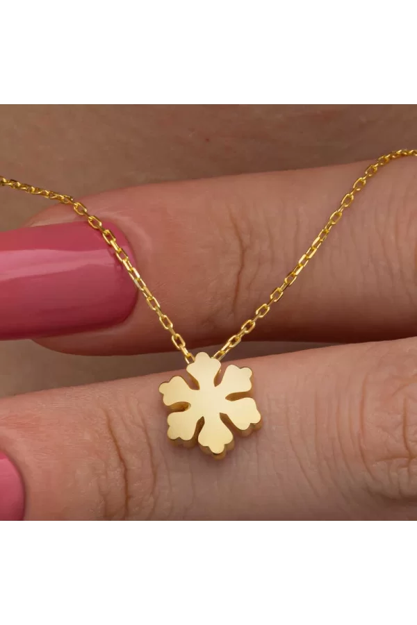 Luz&Pos Gümüş Gold Minimal Kar Tanesi Kadın Kolye
