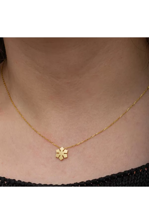 Luz&Pos Gümüş Gold Minimal Kar Tanesi Kadın Kolye