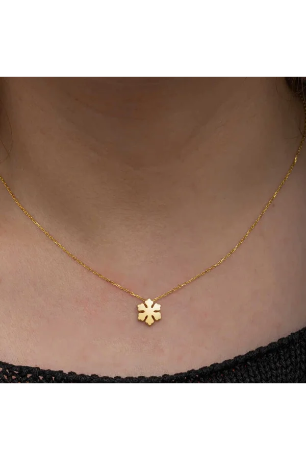 Luz&Pos Gümüş Gold Minimal Kar Tanesi Kadın Kolye
