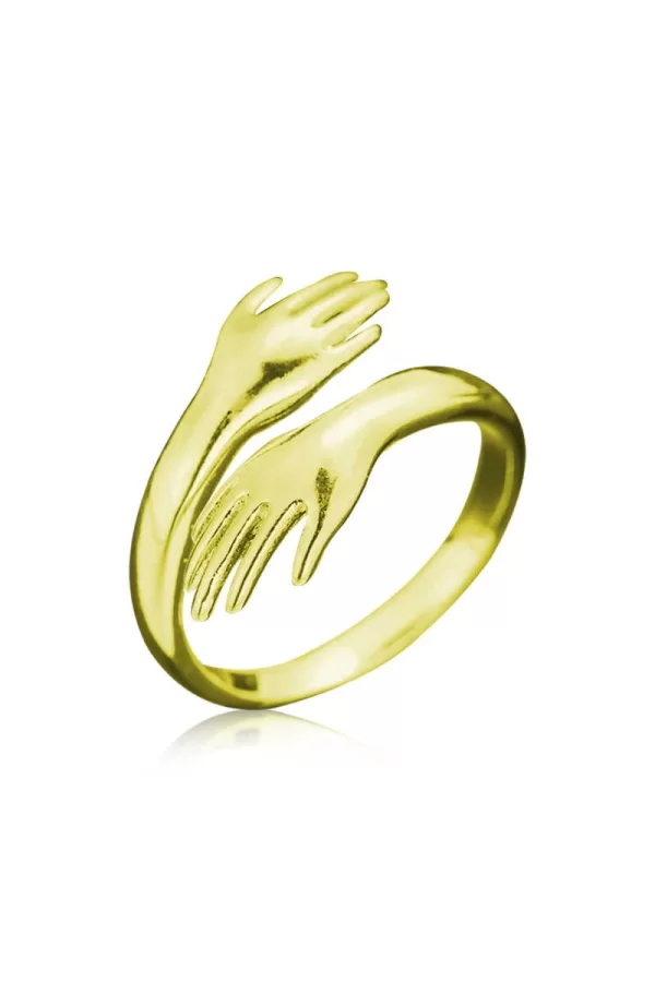 Luz&Pos Gümüş Gold Sarılan Eller Yüzük