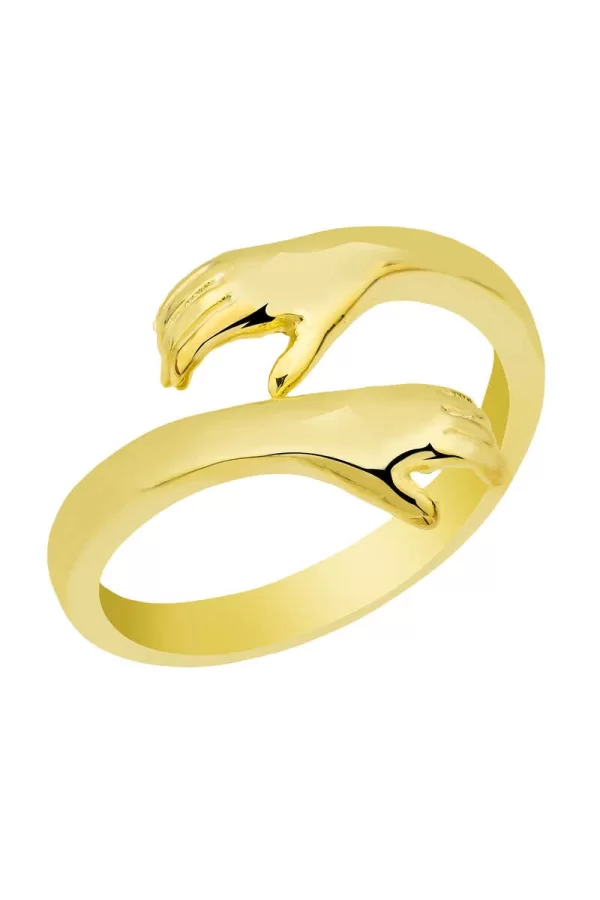 Luz&Pos Gümüş Gold Sarılan Eller Yüzük