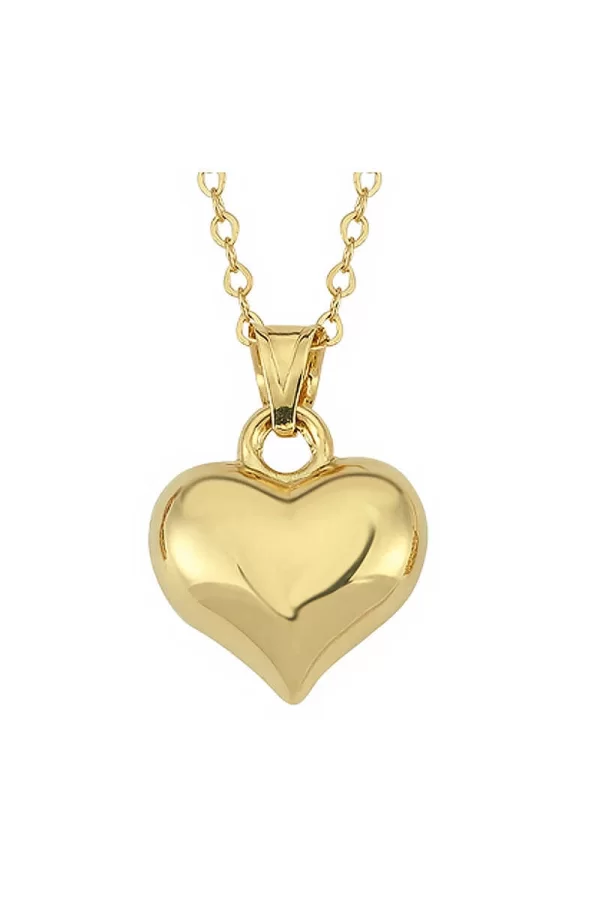 Luz&Pos Gümüş Küçük 3 Boyutlu Gold Kalp Kadın Kolye