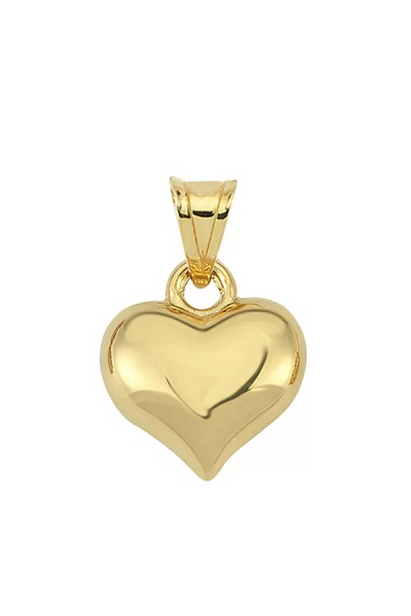 Luz&Pos Gümüş Küçük 3 Boyutlu Gold Kalp Kadın Kolye Ucu