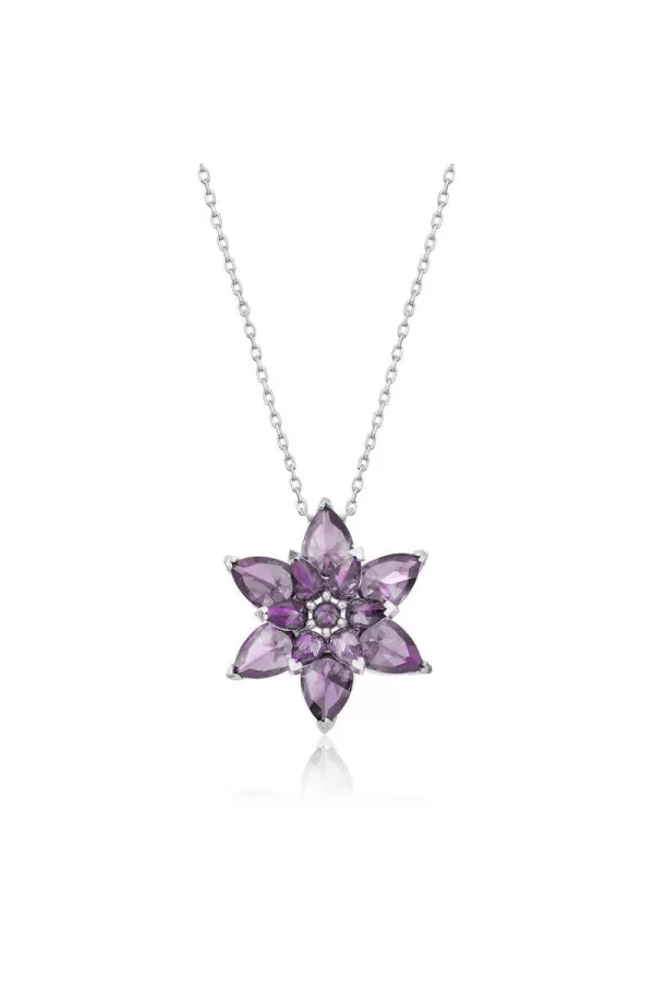 Luz&Pos Gümüş Mor Lotus Çiçeği Kadın Kolye