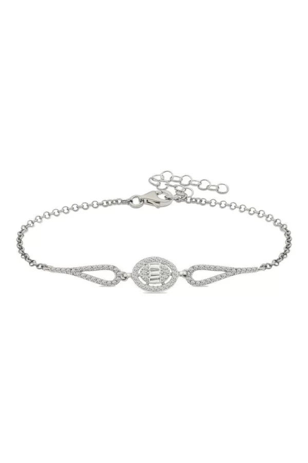 Luz&Pos Gümüş Rodyum Oval Baget Bileklik