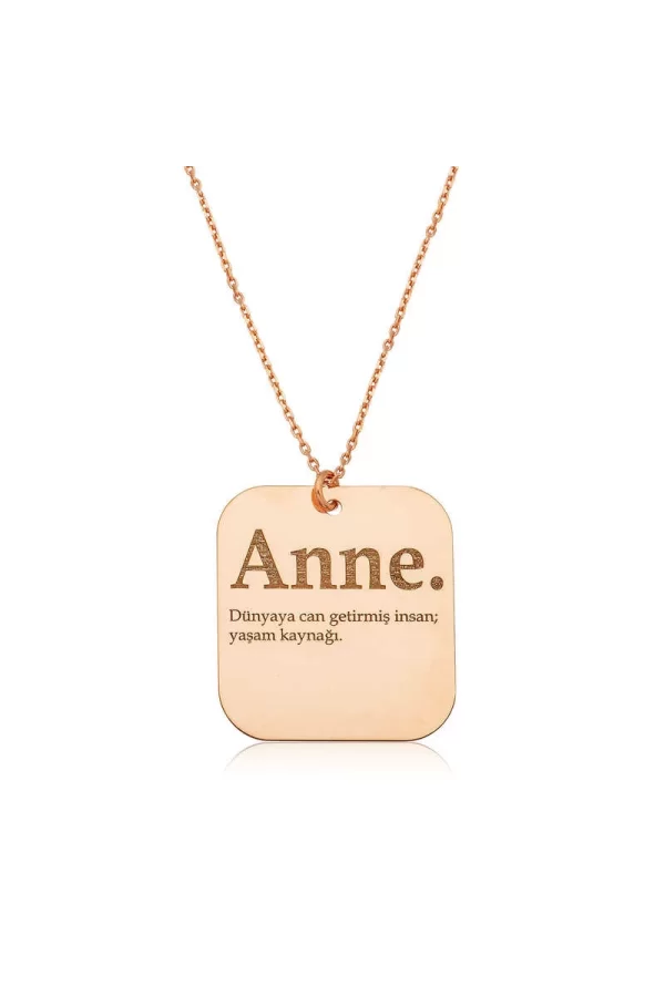 Luz&Pos ​gümüş Rose Anne Yazılı Plaka Bayan Kolye