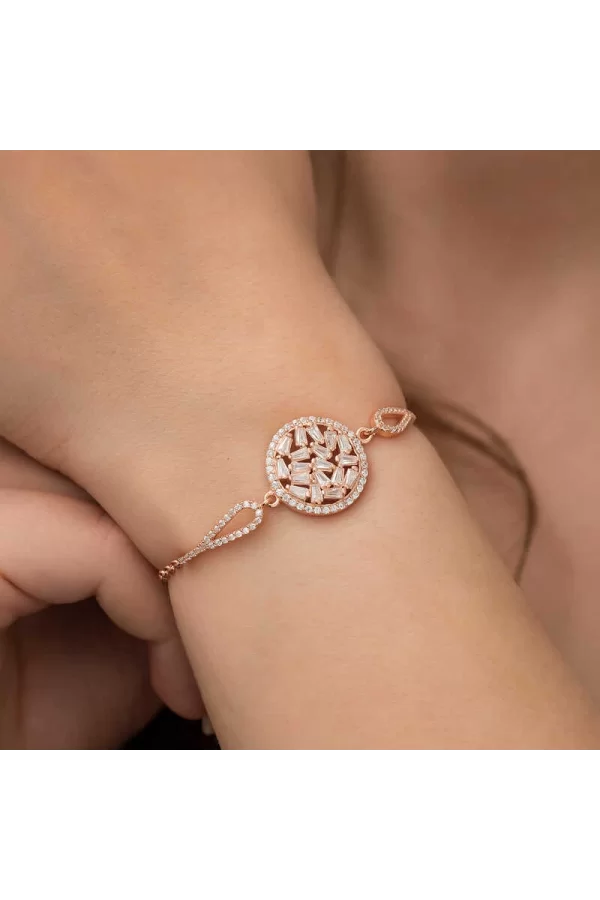 Luz&Pos Gümüş Rose Baget Taşlı Bileklik