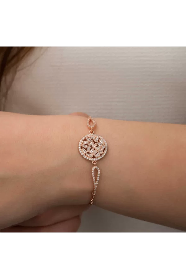 Luz&Pos Gümüş Rose Baget Taşlı Bileklik