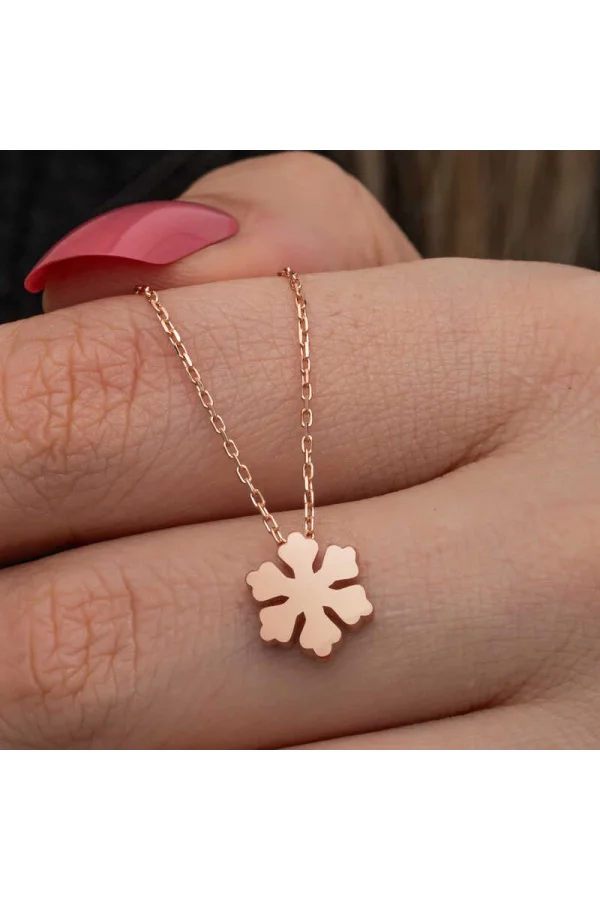 Luz&Pos Gümüş Rose Minimal Kar Tanesi Kadın Kolye