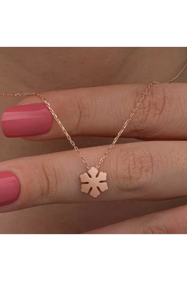 Luz&Pos Gümüş Rose Minimal Kar Tanesi Kadın Kolye