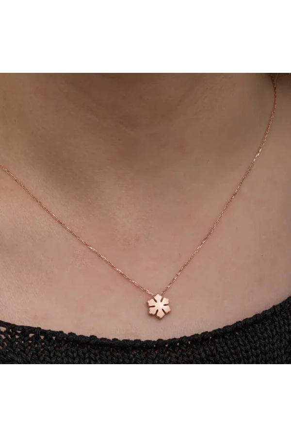 Luz&Pos Gümüş Rose Minimal Kar Tanesi Kadın Kolye