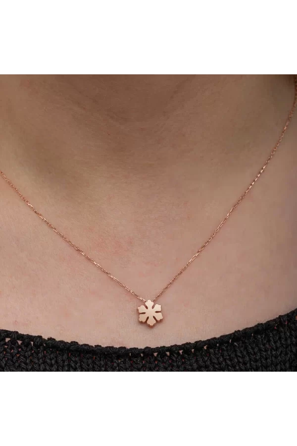 Luz&Pos Gümüş Rose Minimal Kar Tanesi Kadın Kolye