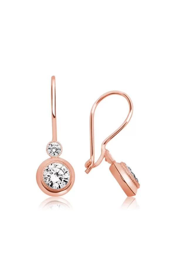 Luz&Pos ​gümüş Rose Sallantılı Tek Taş Küpe