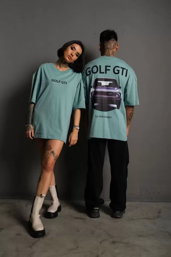Luz&Pos Kadın Sırt Golf Gtı Baskılı Oversize T-shirt - Mint Yeşili