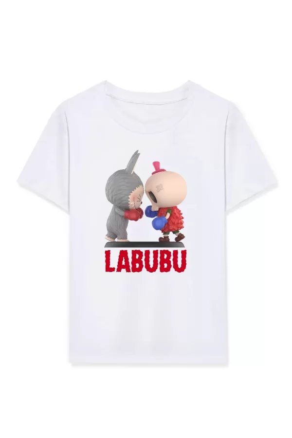 Luz&Pos Kız Labubu Çocuk Baskılı T-shirt - Beyaz