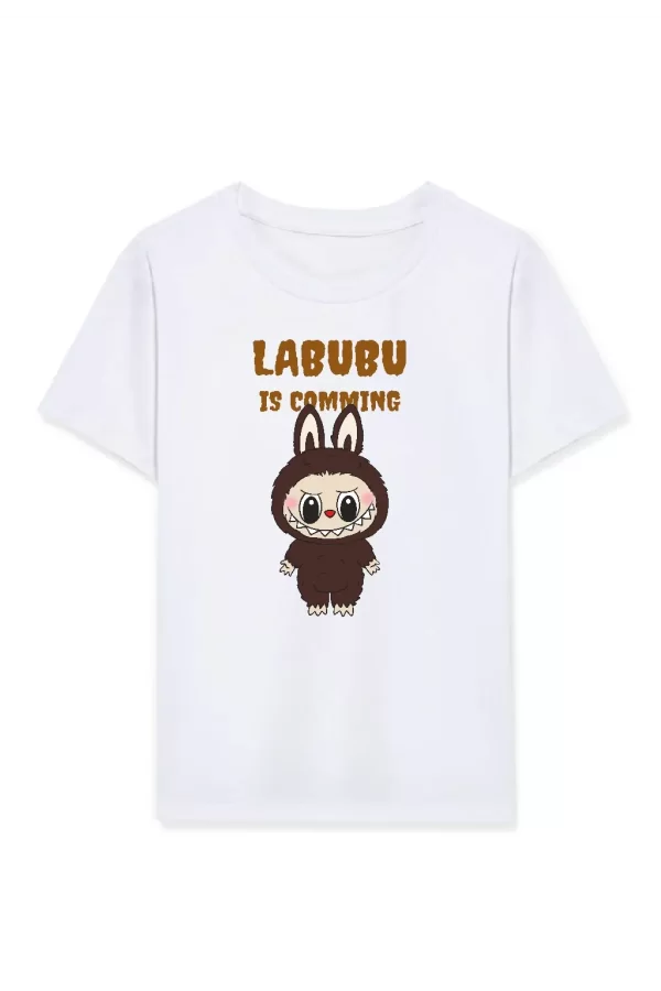 Luz&Pos Kız Labubu Çocuk Baskılı T-shirt - Beyaz