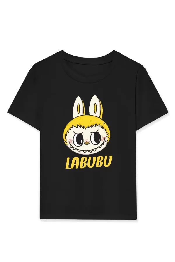 Luz&Pos Kız Labubu Çocuk Baskılı T-shirt - Siyah