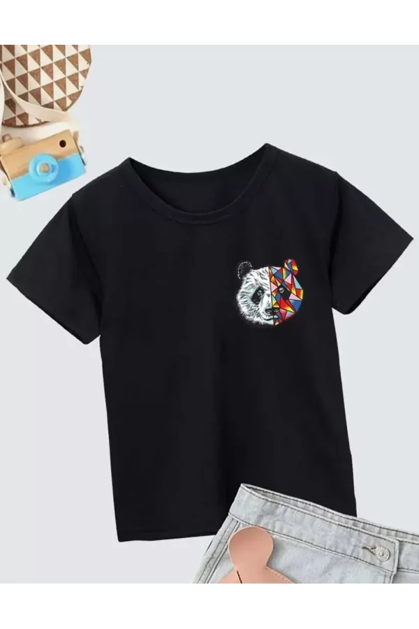 Luz&Pos Unisex Çocuk Baskılı T-shirt - Siyah