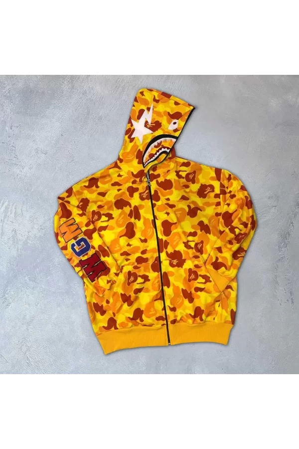 Luz&Pos Unisex Pubg Bape X Shark Hoodie - Sarı