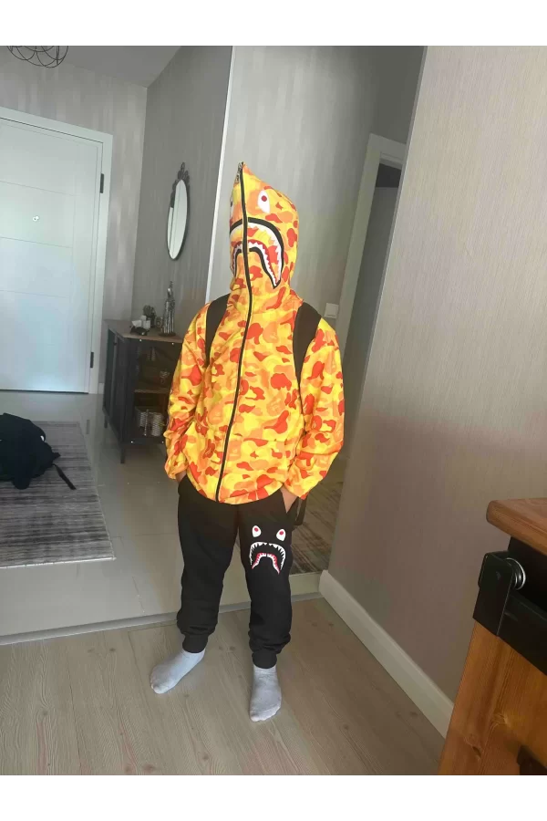 Luz&Pos Unisex Pubg Bape X Shark Hoodie - Sarı