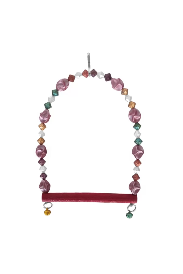 Markapet Boncuklu Ve Tünekli Kuş Salıncağı 10 cm-14 cm Bordo