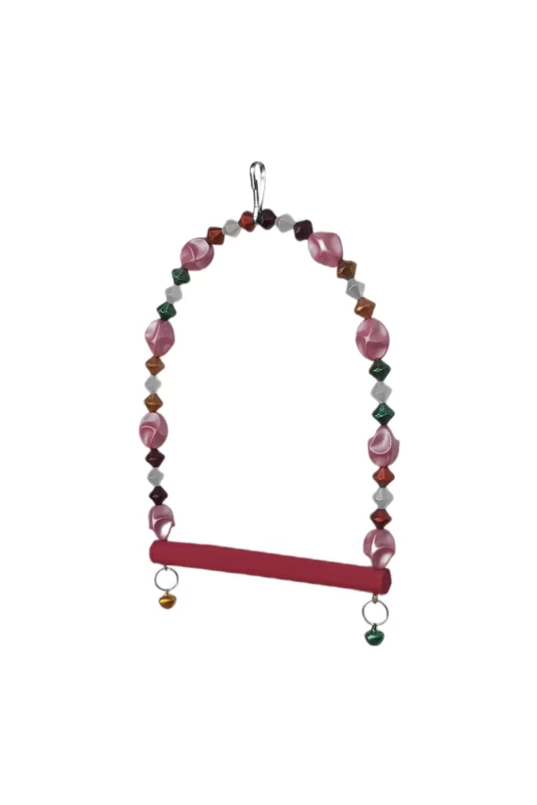 Markapet Boncuklu Ve Tünekli Kuş Salıncağı 10 cm-14 cm Bordo