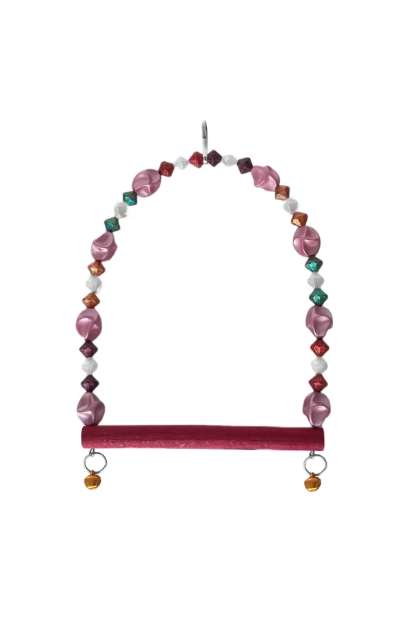 Markapet Boncuklu Ve Tünekli Kuş Salıncağı 10 cm-14 cm Bordo