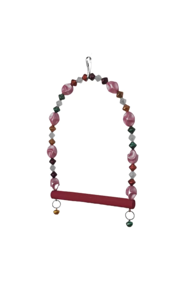 Markapet Boncuklu Ve Tünekli Kuş Salıncağı 10 cm-14 cm Bordo