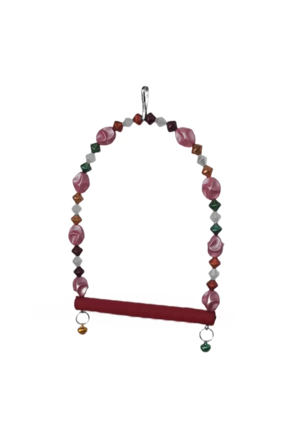 Markapet Boncuklu Ve Tünekli Kuş Salıncağı 10 cm-14 cm Bordo