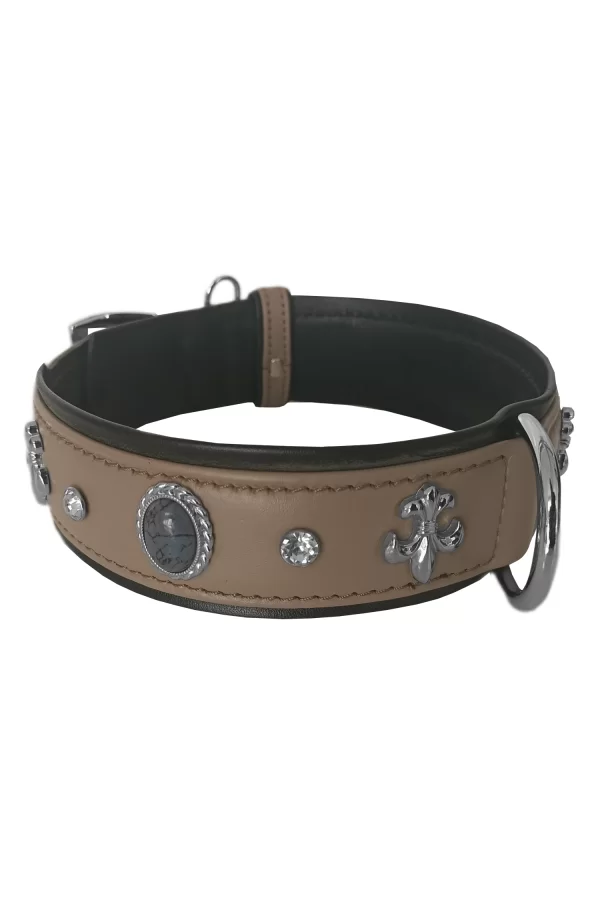 Markapet Deri Doğal Taşlı Köpek Boyun Tasması 28-33 cm X-Small Taba