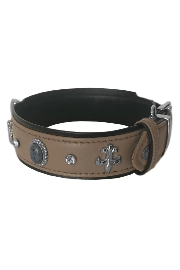 Markapet Deri Doğal Taşlı Köpek Boyun Tasması 28-33 cm X-Small Taba
