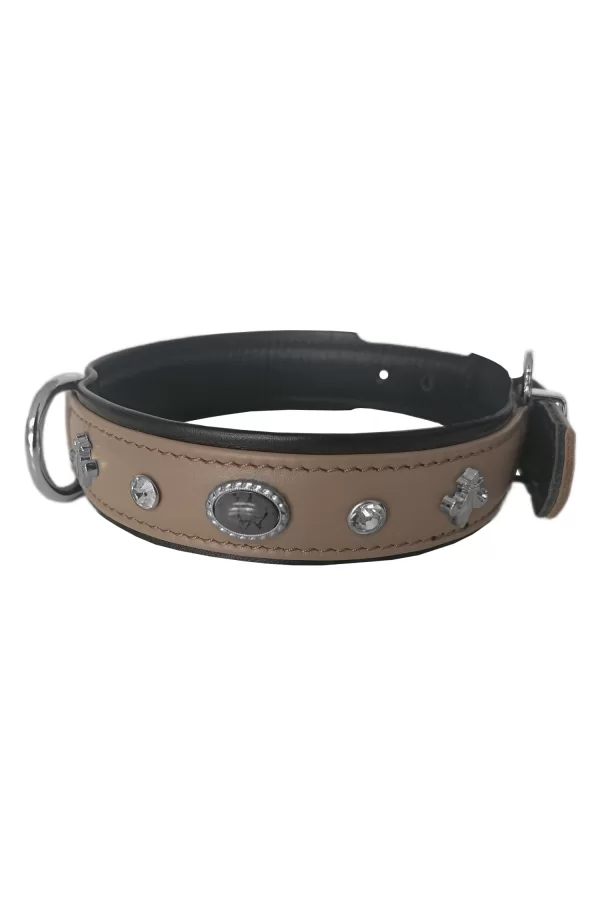 Markapet Deri Doğal Taşlı Köpek Boyun Tasması 28-33 cm X-Small Taba