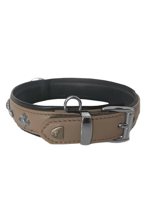 Markapet Deri Doğal Taşlı Köpek Boyun Tasması 28-33 cm X-Small Taba