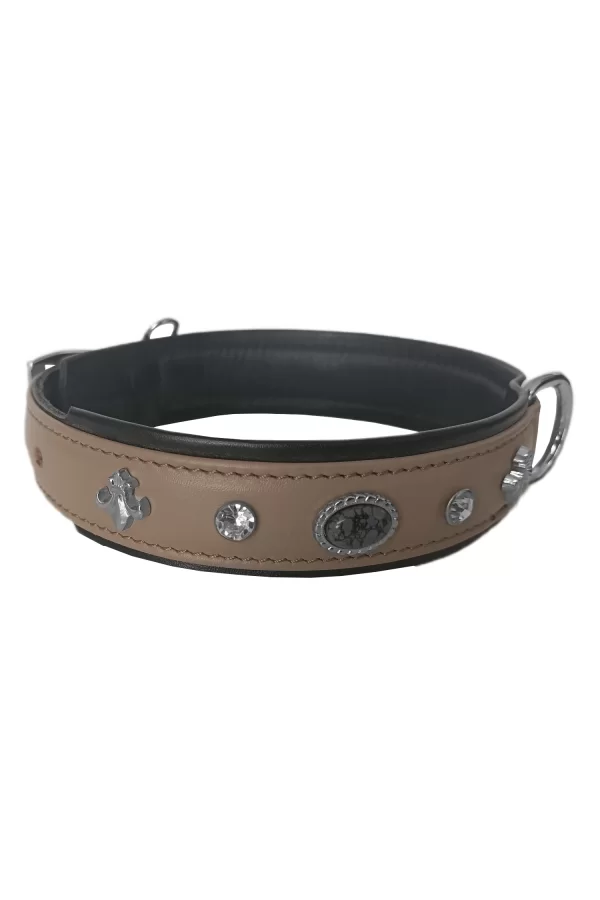 Markapet Deri Doğal Taşlı Köpek Boyun Tasması 28-33 cm X-Small Taba