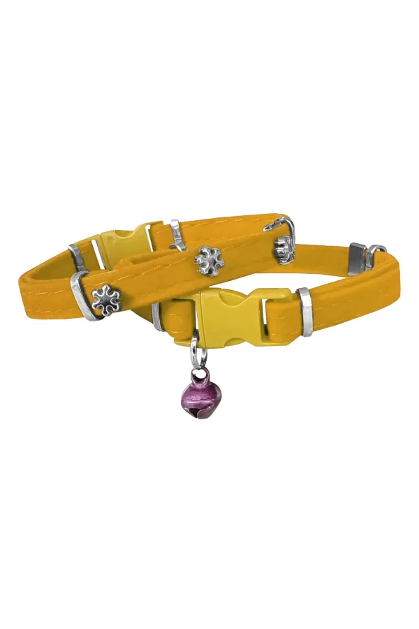 Markapet Kadife Kedi Boyun Tasması Kar Taneli 20-32 cm Sarı