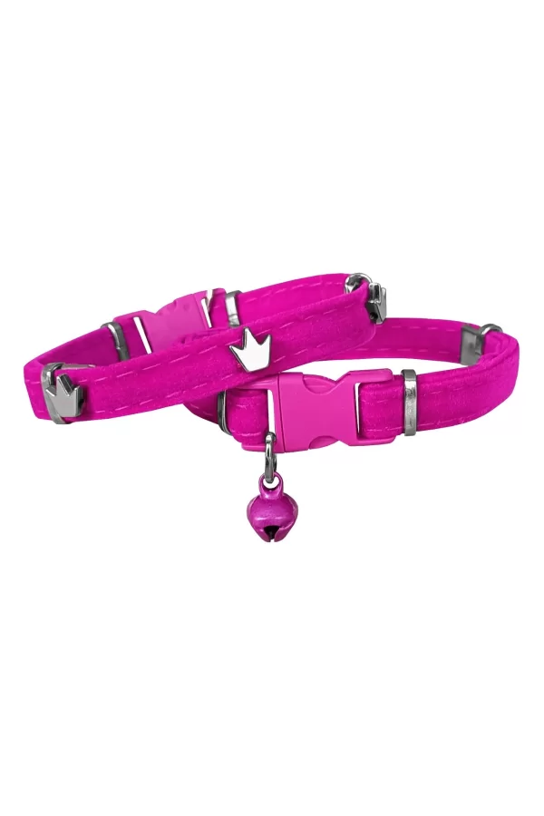 Markapet Kadife Kedi Boyun Tasması King 20-32 cm Pembe