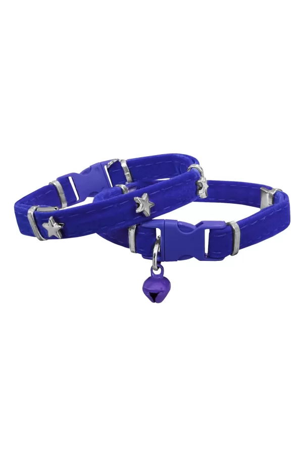 Markapet Kadife Kedi Boyun Tasması Yıldızlı 20-32 cm Mavi