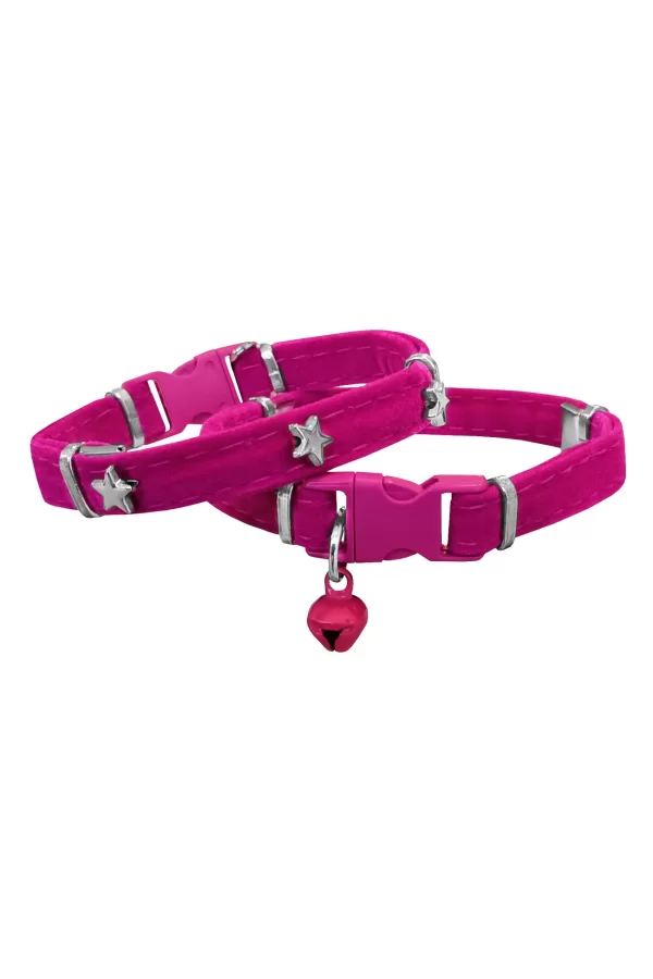Markapet Kadife Kedi Boyun Tasması Yıldızlı 20-32 cm Pembe