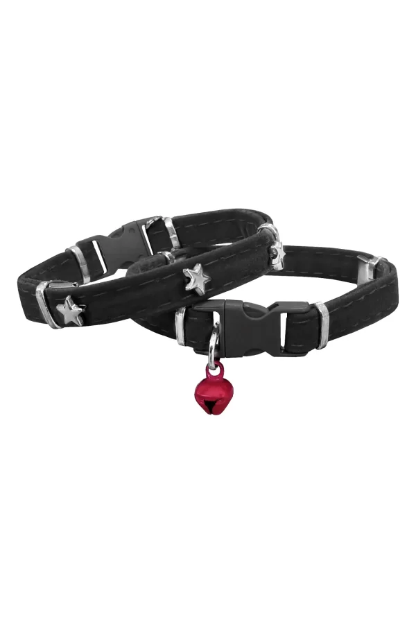 Markapet Kadife Kedi Boyun Tasması Yıldızlı 20-32 cm Siyah