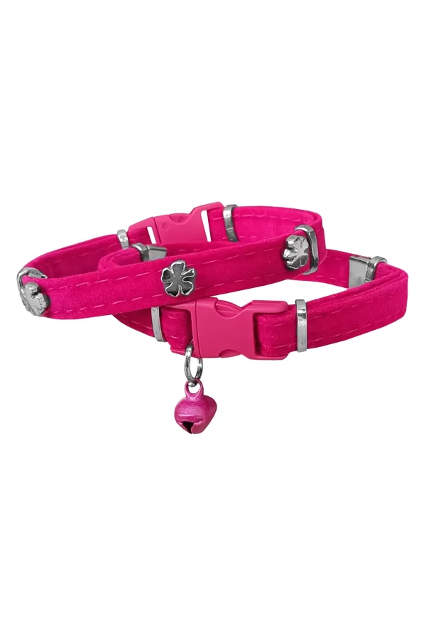 Markapet Kadife Kedi Boyun Tasması Yoncalı 20-32 cm Pembe
