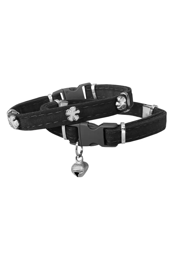 Markapet Kadife Kedi Boyun Tasması Yoncalı 20-32 cm Siyah