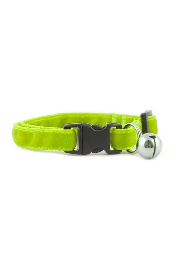 Markapet Kedi Boyun Tasması Kadife Dokulu Çanlı 1*30 cm Neon Sarı