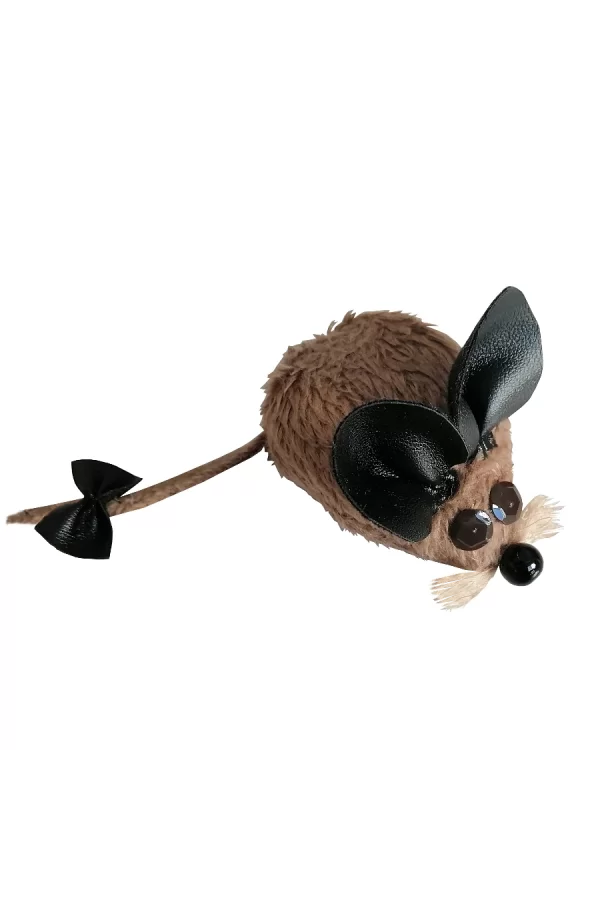 Markapet Kedi Oyuncağı Bıyıklı Peluş Fare 4,5 x 6-15 cm Taba