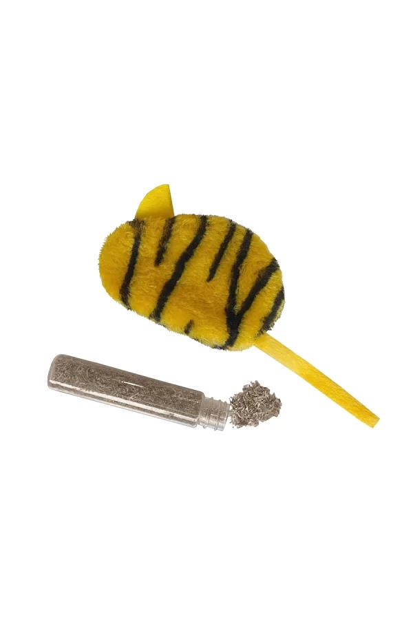 Markapet Kedi Oyuncağı Kaplan Desenli Peluş Fare 6-10-18 cm