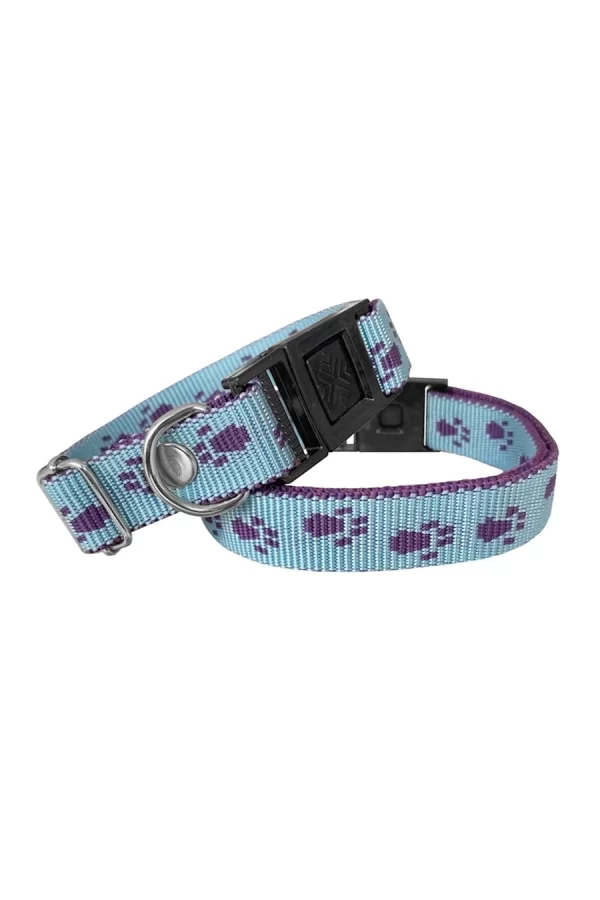 Markapet Köpek Tasması Patili Dokuma 2 cm - Min: 30 cm - Max: 50 cm Açık Mavi