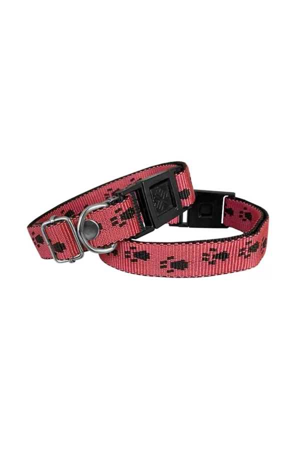 Markapet Köpek Tasması Patili Dokuma 2 cm - Min: 30 cm - Max: 50 cm Kırmızı