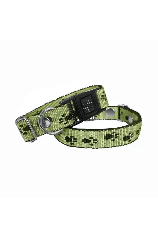 Markapet Köpek Tasması Patili Dokuma 2 cm - Min: 30 cm - Max: 50 cm Yeşil