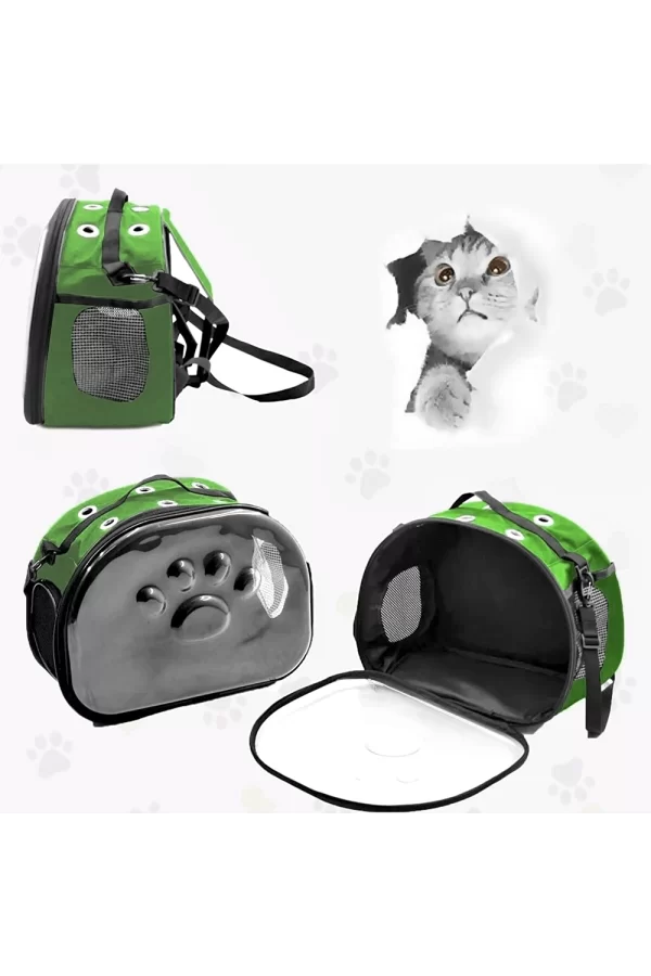 Markapet Patili Şeffaf Kedi Taşıma Sırt Çantası Yeşil 20 x 34 x 42 cm
